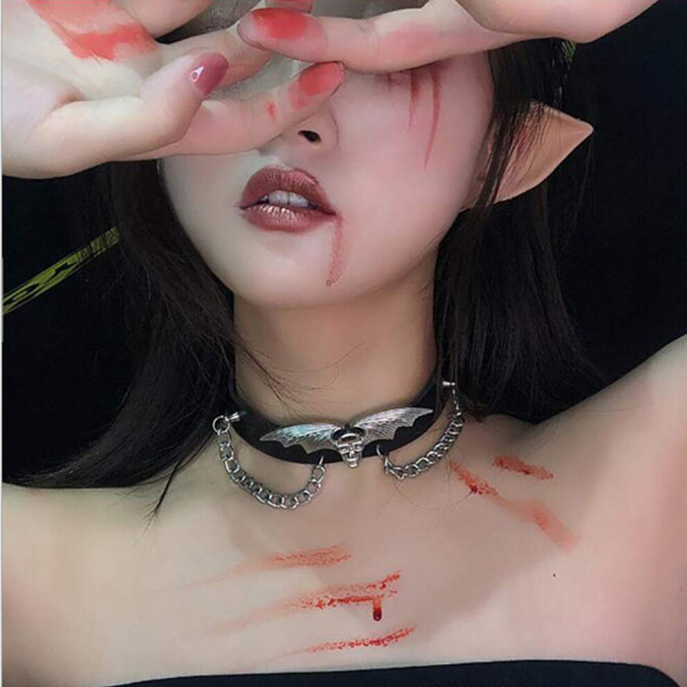 YERTTER Collier ras du cou chauve-souris d'Halloween, cha   ne simple en PU, bijoux boh   me, pour femmes et filles, pour bal de promo (noir 2)
