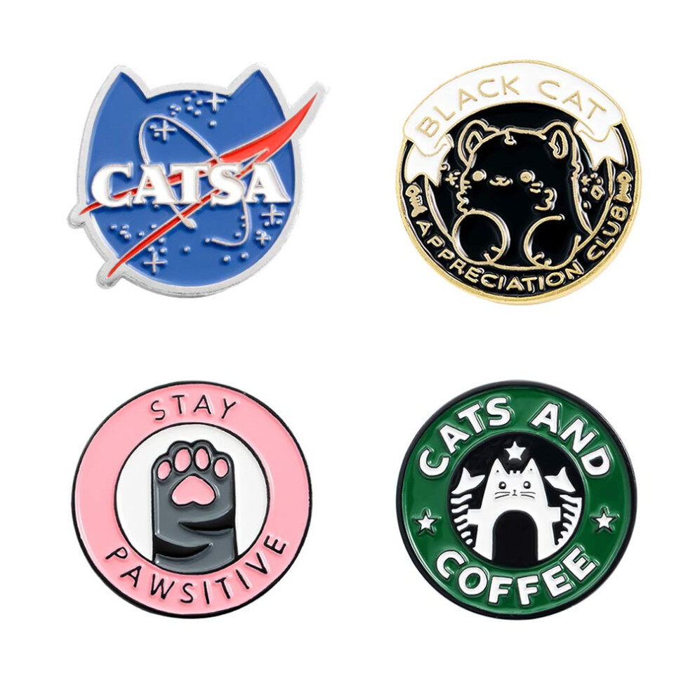 Broche en   mail Cats Club, motif patte de chat, motif caf  , mignon chaton,   pingle    revers, pour jeans, chemise, sac, bijoux avec pochette cadeau