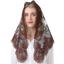Spansk Mantilla Blondesl?r Mantilla Katolske Kirke Kapel Sl?rhoved, der d?kker latinsk messe (bl?st) 120cmx60cm
