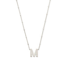 Kendra Scott Letter M Pendant Necklace for Women Fashion Jewelry Rhodium-Plated Brass Rhodium Metal Letter M