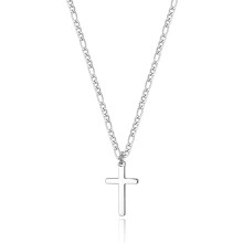 Kryds halsk?de til m?nd Figaro k?de rustfrit st?l almindelig poleret kryds vedh?ng halsk?de Simple Faith smykker gave til kvinder 18""""