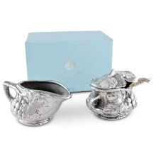 Arthur Court designer aluminium druem?nster sukker og cremer s?t sukkersk?l til kaffe og te 5,75 i W x 2,75 i H cremer: 5,75 """" W x 3