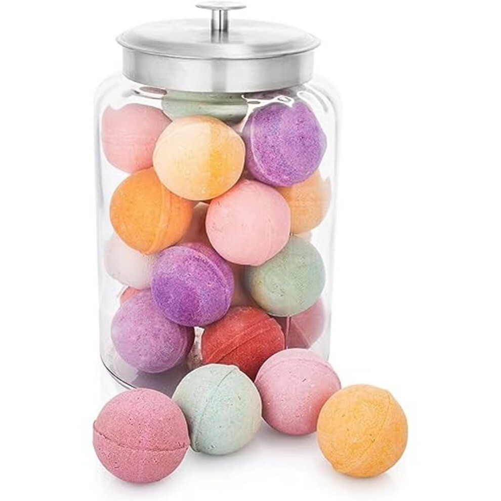 Barattolo In Vetro Anchor Hocking Montana Da 2,5 Galloni Con Coperchio Ermetico (2 Pezzi In Metallo Argentato Spazzolato, Lavabili In Lavastovigl-image