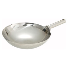 Wok ze stali nierdzewnej Winco z spawanym uchwytem stawowym 16-calowym