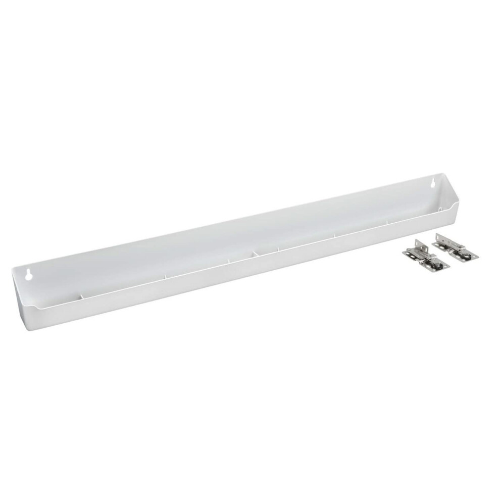 Rev-A-Shelf 30"""" Tip-Out Plastic Sink Tray for Kitchen and Bathroom Base Cabinets  Large Pullout Vanity Shelf Home Organizer  White  LD-6591-30-11-1