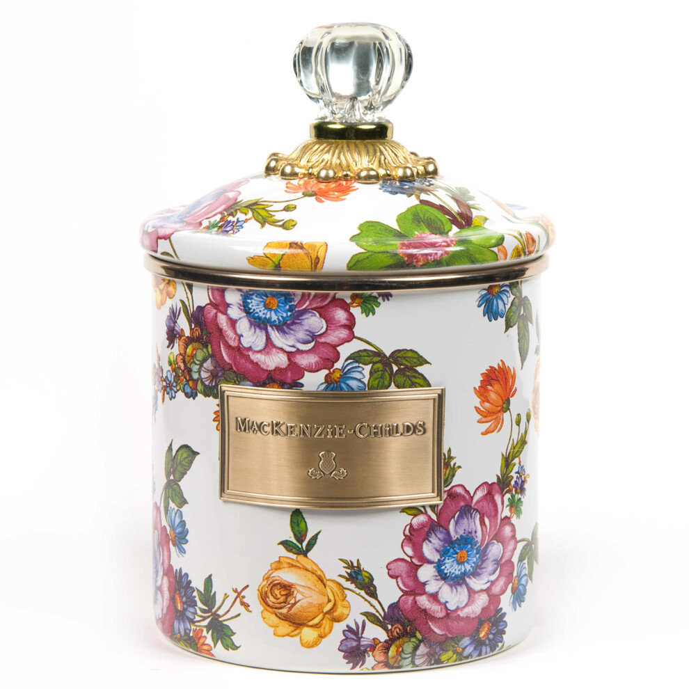 MACKENZIE-CHILDS Petit r   cipient de rangement en    mail pour farine et sucre 1,13 litre White Flower Market