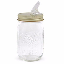 KegWorks - 2579161 Moonshine Mason Jar med Free Flow h?ldetud L?g 16 oz.