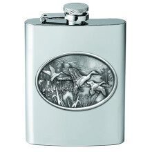 Heritage Tin Pintail Duck Flask | 8 ounce spiritusflaskebeholder - rustfrit st?l | Intrikat udformet metal tin Pintail Duck indl?g