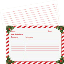 Kerstreceptkaarten (set van 50 kaarten) | Dubbelzijdige 4x6 premium vakantiereceptkaarten met hulstontwerp | Gemaakt in de VS | Cookie-uitwisselkaart