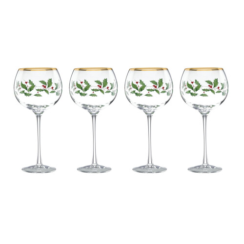 Lenox 856101 Holiday 4-Piece Wine Glass Set  Christmas Dinnerware  Hosting