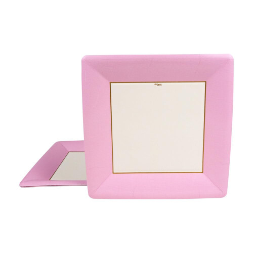 Entertaining with Caspari Grosgrain Square Dinner Plates (8 Pack)  Light Pink 2