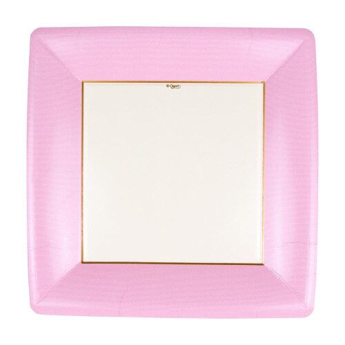 Entertaining with Caspari Grosgrain Square Dinner Plates (8 Pack)  Light Pink 1