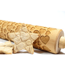 Rolling Pin Embossed with CUTE HEARTS Pattern for Baking Engraved Cookies Size Large 16.9 inch