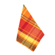 Terracotta Orange Holiday Harvest Plaid Design Bomuldsserviet. 20"""" firkantet. (4 dele s?t)