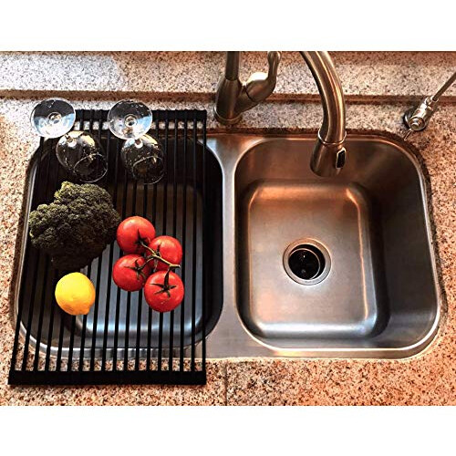 True & Tidy  Multi-Purpose Over The Sink Roll-Up Drying Rack  DR-881  Black 2