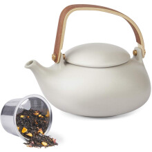 Theiere japonaise vintage Zens avec passoire 27 oz mate mate en ceramique feuille en feuille de feuille avec infuseur pour le the en bois plus ra