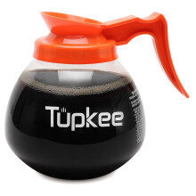 Tupkee Commercial Coffee Pot Replacement - Restaurant Glass Coffee Pots 12 Cup Decanter Carafe - 64 oz. 12-Cup Orange Handle/Decaf