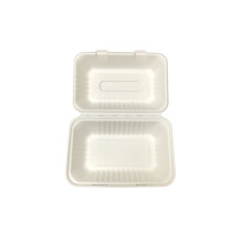 Contenitore con coperchio a cerniera in bagassa Primeware - Hoagie 9 x 6"""" - 250/Cs (2 x 125)