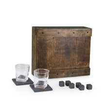 LEGACY     eine Marke von Picnic Time     Whiskeybox-Geschenkset, Whiskeygl   ser-Set, 2er-Set, Whiskeysteine-Geschenkset (Eichenholz)