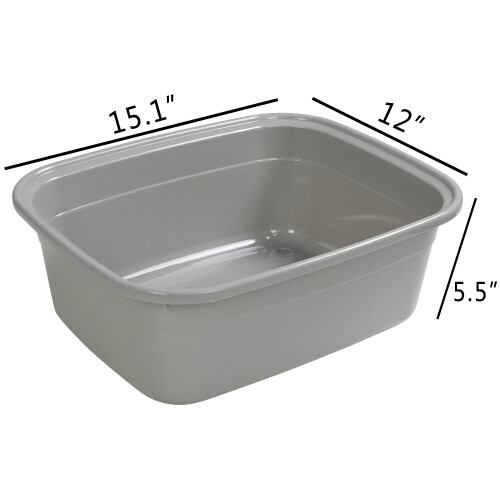 Begale 14 Quart Rectangular Dishpan Basin til vask af retter Sæt på 4 grå 1