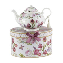 9.5 x 5.6"""" Porcelain Tea Pot in Gift Box Tulip
