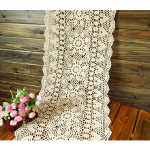 Laivigo Handmade Crochet Lace Table Cloth Doilies Doily Rectangle 16 x 35 Inch Beige