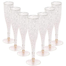 30 bicchieri da champagne usa e getta - Bicchieri di plastica glitterati dorati da 4,5 once per feste - Eleganti bicchieri da brindisi - Perfetti