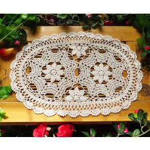 Laivigo New Handmade Crochet Lace Oval Table Placemat Doilies Doily 12 x 20 Inch Beige 2pcs