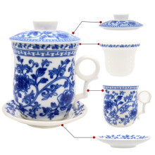 Tea Talent porseleinen theekop met zetgroepdeksel en schotelsets - Chinese Jingdezhen keramiek koffiemok theekopje losse theezetsysteem voor thuiskan