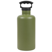 FIFTY/FIFTY Growler doppelwandige, vakuumisolierte Wasserflasche aus Edelstahl, 3-Finger-Verschluss mit Standardverschluss, Olive Drabe, 1,9 l