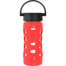 Lifefactory 12-ounce BPA-vrije glazen waterfles met klassieke dop en beschermende siliconen hoes, appelrood