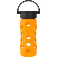 Lifefactory 12-Ounce BPA-Free Glass Water Bottle with Classic Cap and Protective Silicone Sleeve  Marigold