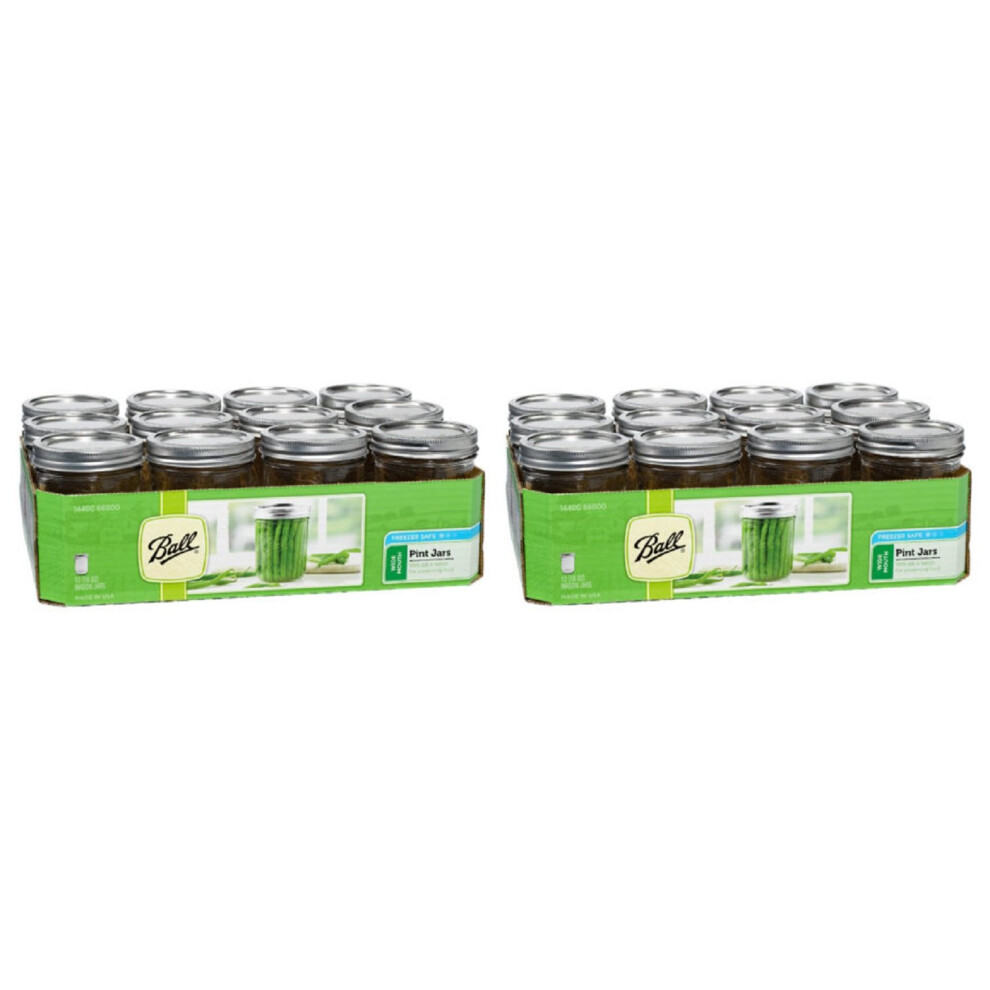 Bold Ball Glass Mason Jars Regular Mouth 16Oz (Pack Of 24) With Lids And Bands Used For Canning Pickling Juice Jam Jelly