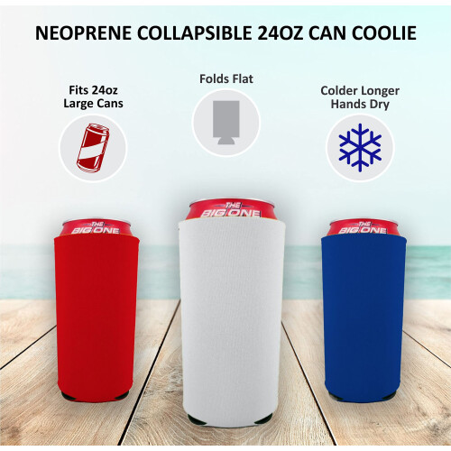 Tomt neopren 24 oz. Can Coolie (2-pack Bright Orange) 2