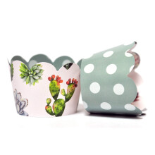 Cactus- en sappige cupcake-verpakkingen voor kinderverjaardagsfeestjes, babyborrels, bruidsborrels en bruiloften. Set van 24 omkeerbare Boho-stijl aq