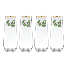 Lenox 889237 Set di 4 flauti senza stelo per le feste a tema natalizio