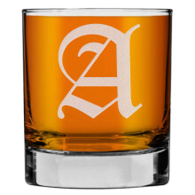 Bicchiere basso Old Fashioned Rocks da 11 once con monogramma inciso per whisky Scotch Bourbon (lettera A) AZ Bicchieri da whisky personalizzati
