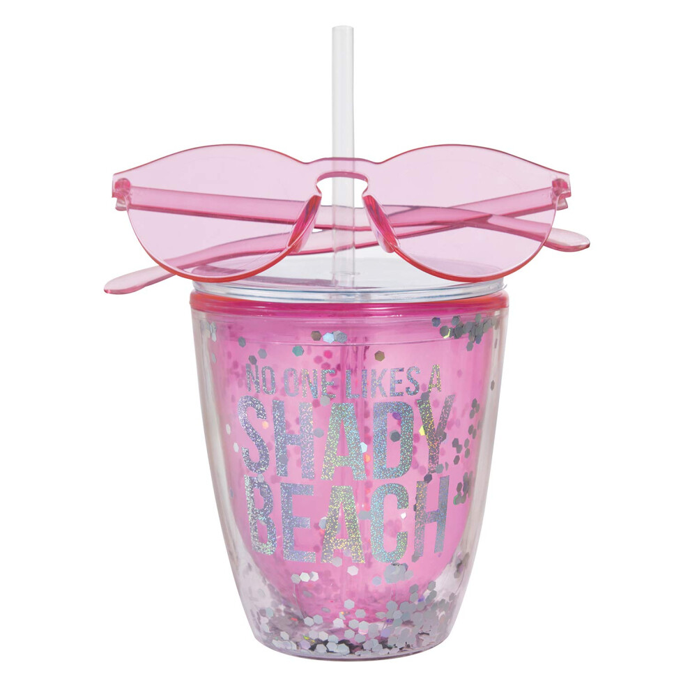 Slant Collections Creative Brands 2-Piece Acrylic Tumbler and Sunglasses Set  10-Ounce  Shady Beach