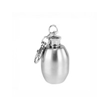 iSavage 1,5 oz heupfles 18/8 roestvrij staal trommelvormig mini-ontwerp met ring-YM145