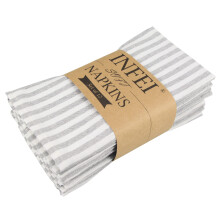 INFEI Plain Striped Cotton Linen Blended Dinner Cloth Napkins - Set of 12 (17 x 17 inches) - for Events & Home Use (Grey)