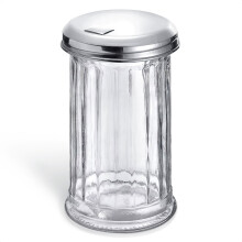 12 oz glas sukker dispenser med h?lde tud og rustfrit st?l flip l?g - holdbar klassisk stil bekvemt st?rrelse multifunktionel sukker ryster med p