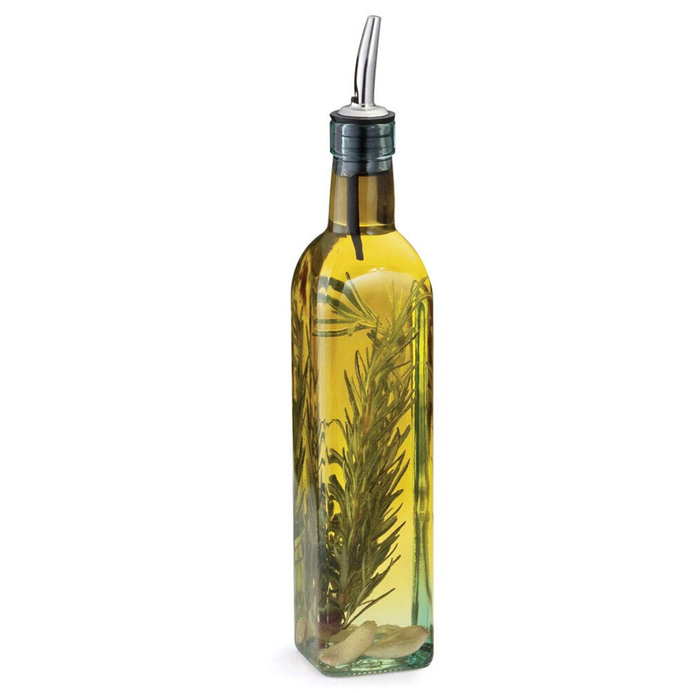 Containly 16oz Glass Olive Oil/Vinegar Bottle for Kitchen  Olive Oil Dispenser With Stainless Steel Spout for Easy Pouring (16 oz)