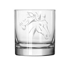 MIP Brand 11 oz Rocks Whiskey Highball Glass Horse Head