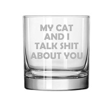 11 oz Rocks Whiskey Highball Glass My Cat And I Talk About You Funny