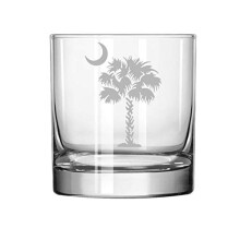 11 oz Rocks Whiskey Highball Glass Palmetto Tree South Carolina Palm Moon