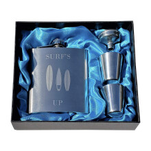 Palm City Products Surfs Up Flask Gaves?t - 7 oz rektangul?r kolbe med finish i rustfrit st?l