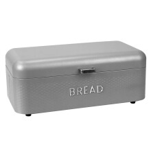 Home Basics Soho br?dkasse til k?kkenbordplade metal (gr?) ventileret med h?ngseltop | Stor br?dkasse | Holder br?d bagels croissanter friske