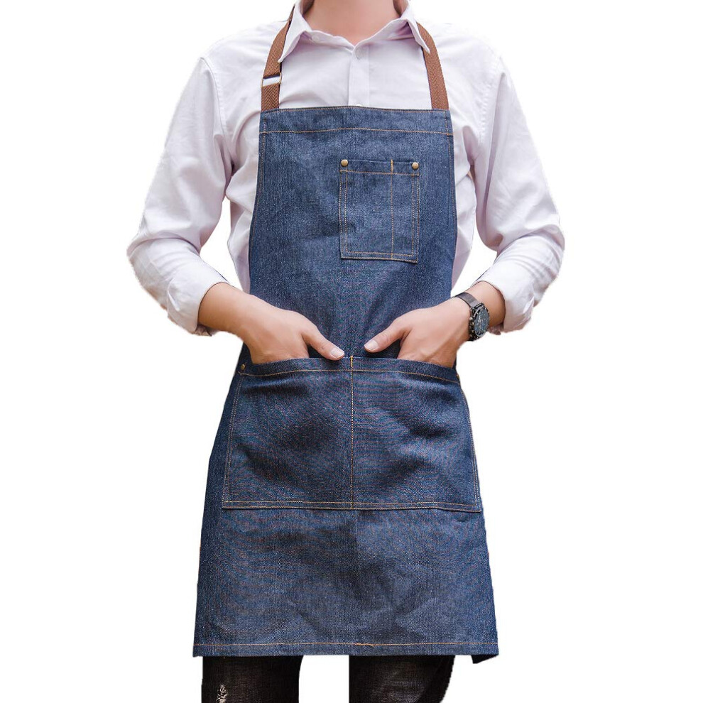 Tablier en jean multi-poches r   glable unisexe Yiswear pour chef, cuisine, barbecue et studio