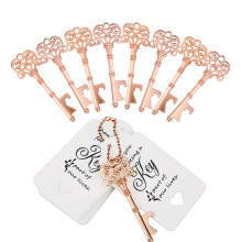 WODEGIFT 60 STKS Bruidsdouche Gunsten Trouwbedankjes Sleutel Flesopener met Bedankkaart Tag en Sleutelhangers Bruiloftssouvenirs voor Gasten (Rose Go