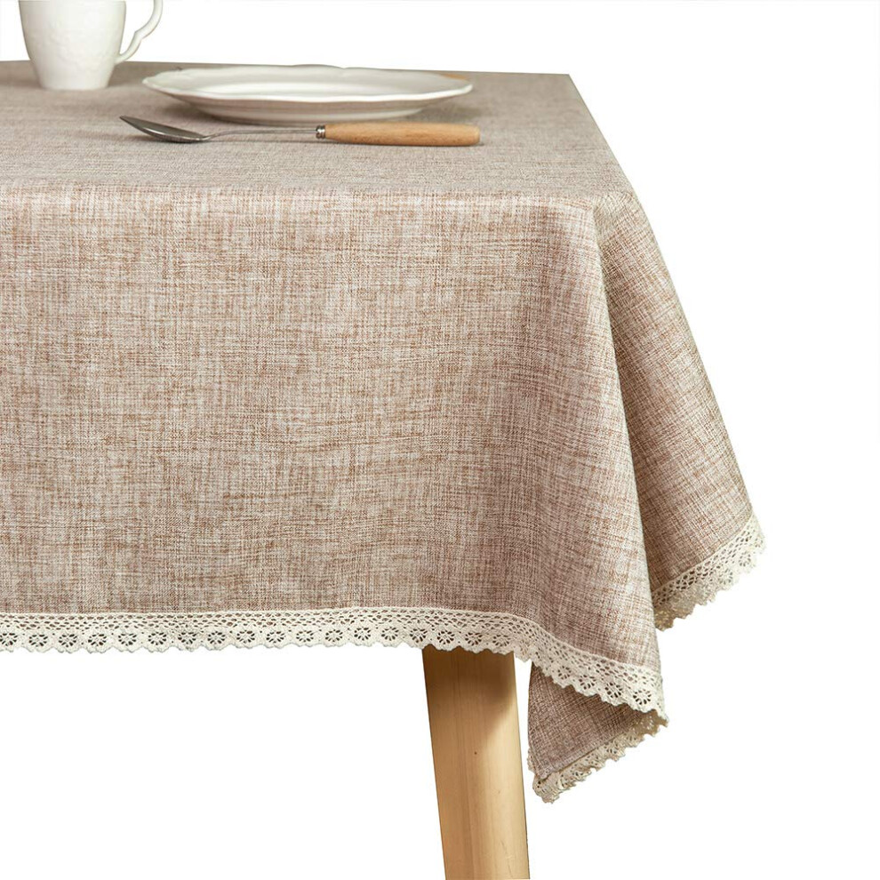 GLORY SEASON Nappe en lin rustique lavable en toile de jute solide et lourde, beige, 60 x 120 cm, rectangulaire, avec bordure en dentelle, pour d